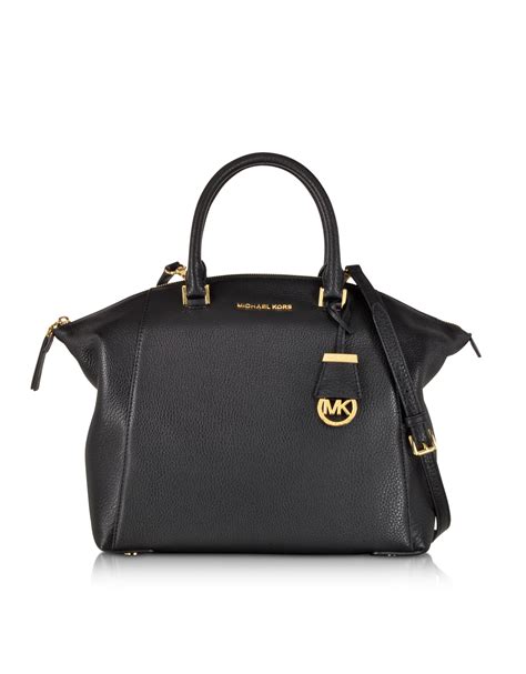 michael kors riley large satchel black|Michael Kors black purse small.